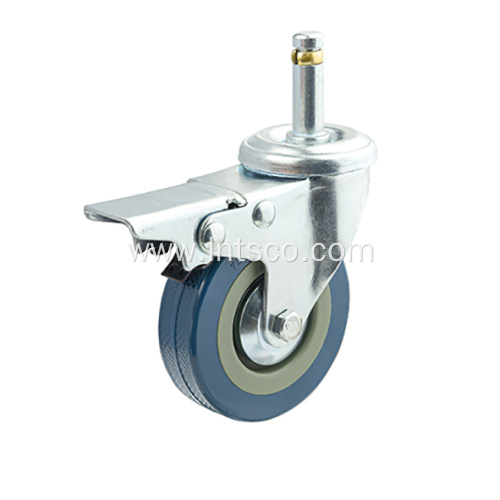 Grey Rubber Brake Casters Threaded Stem